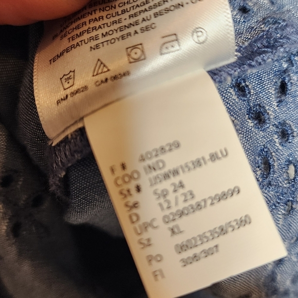 NWT Jessica Simpson Stretch Chambray Eyelet Ruffle Sleeve Violetta Top Size XL - Picture 14 of 16